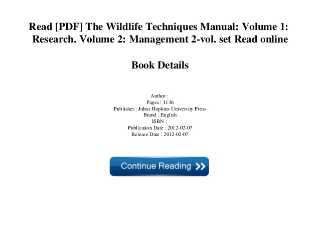 Wildlife management techniques manual